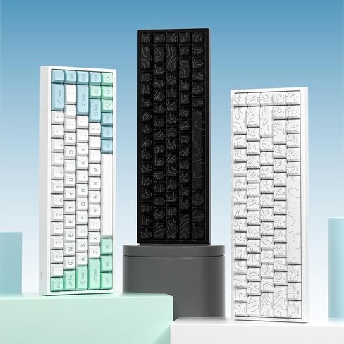 لوحة مفاتيح ألعاب ميكانيكية كريمية بنسبة 60%، لاسلكية 2.4 جيجا/بلوتوث 5.0/USB-C سلكية، مفاتيح خطية 68 مفتاحًا، NKRO قابلة للتبديل السريع، أغطية مفاتيح PBT، إضاءة خلفية LED RGB، قابلة للبرمجة لـ Win/Mac، Mint in Kuwait