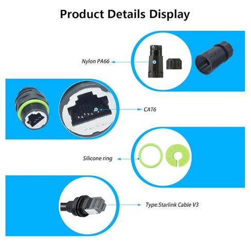 PENGLIN Starlink Mini/Gen3 Ethernet Adapter,Starlink Mini Cable Extender Adapter to Waterproof RJ45 Coupler Compatible with Starlink Dish & Router (Cable Length 50CM/19.69inch) 1 Pack in Saudi Arabia