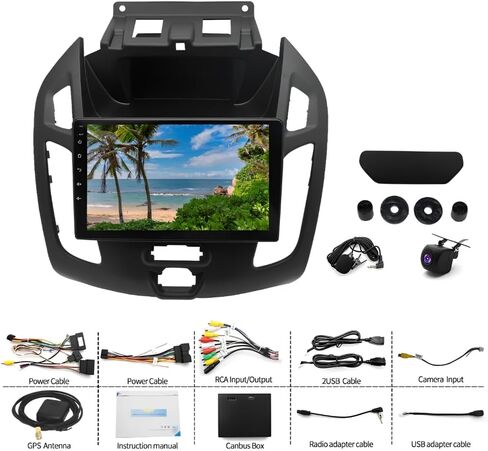9 بوصة Android 13 Double Din Car Stereo for Ford Transit Connect 2014-2018، HD شاشة تعمل باللمس مستقبل راديو السيارة مع Carplay اللاسلكي Android Auto GPS Navigation Bluetooth Mirror Link SWC كاميرا احتياطية، 2+32G in Saudi Arabia