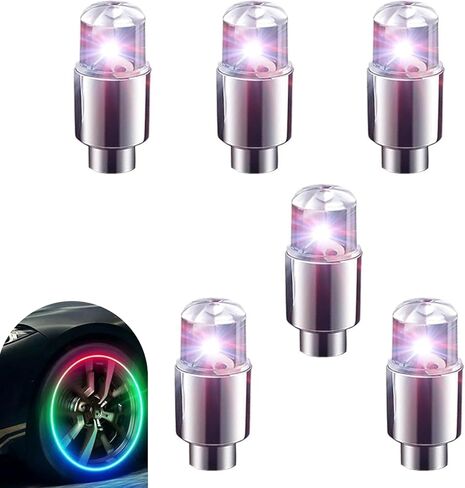 6 PCS LED Valve Stem Lights, Colorful Waterproof Car Wheel Lights, Automotive Tire Decoration Flash Lamp, for Car, SUV, Truck, Motorcycle, Bike (Blue) in Saudi Arabia