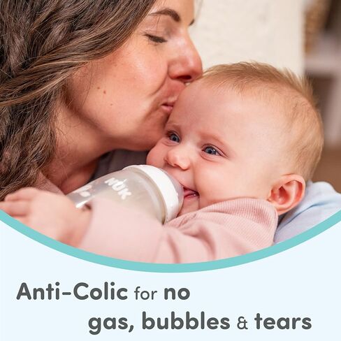 NUK First Choice Smooth Flow Anti-Colic Bottle 2.0, 10 oz. Baby Bottle with SafeTemp Temperature Indicator, Newborn Essentials, 4-Pack in Saudi Arabia