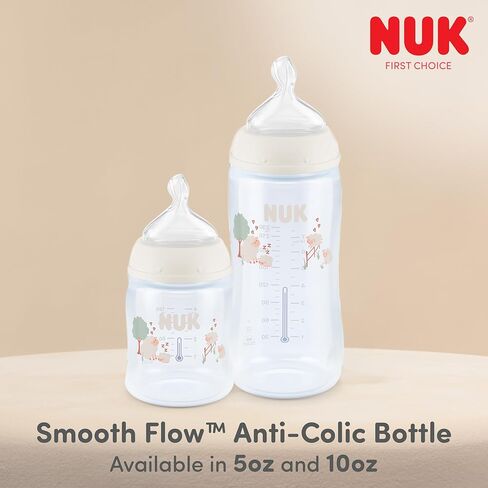NUK First Choice Smooth Flow Anti-Colic Bottle 2.0, 10 oz. Baby Bottle with SafeTemp Temperature Indicator, Newborn Essentials, 4-Pack in Saudi Arabia
