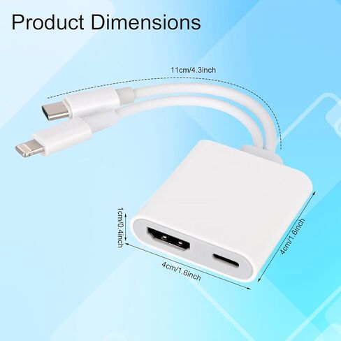 محول USB-C ومحول تحويل 2 في 1 لهاتف iPhone 17/16/15 iPad MacBook، إلى التلفزيون 4K@60 هرتز محول AV رقمي متعدد المنافذ مع قابس شحن سريع 100 وات PD وتشغيل (أبيض) in Saudi Arabia