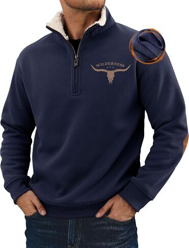 بلوفر رجالي بسحاب ربع أزتيك مبطن بالصوف من Western Country Cowboy Vintage Graphic Sweatshirt (S-XXL) in Saudi Arabia