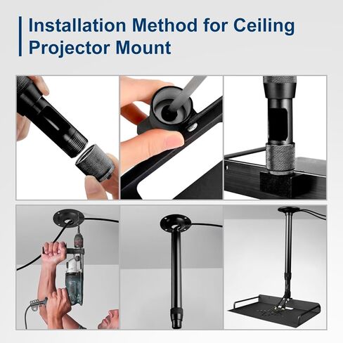 2-Be-Best Projector Ceiling Mount with Tray, 11.6-17.3IN / 29.5-44CM Height Adjustable Ceiling Shelf Mount 360° Rotation Projector Mounts for Projectors Camera (Black) in Kuwait