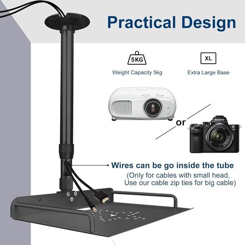 2-Be-Best Projector Ceiling Mount with Tray, 11.6-17.3IN / 29.5-44CM Height Adjustable Ceiling Shelf Mount 360° Rotation Projector Mounts for Projectors Camera (Black) in Kuwait