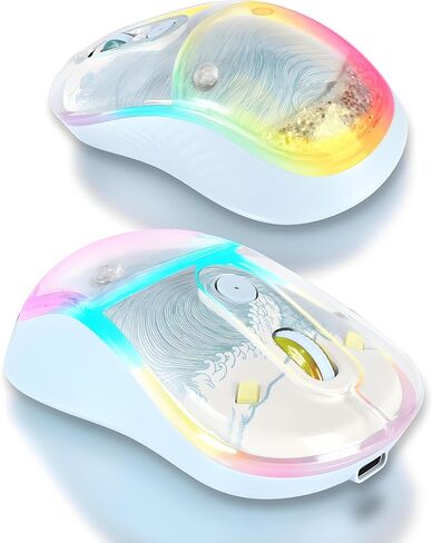 elec Space Cute Wireless Bluetooth Mouse - Rechargeable Silent Mouse with Magnetic Sand Cover, 3 Mode Connectivity, RGB Lighting, Ergonomic Design for Home, Office & School Use (Purple) in Saudi Arabia