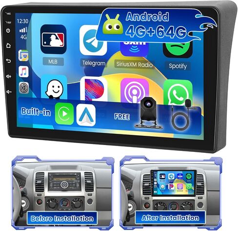 [DSP 4+64G] لسيارة Nissan Frontier Pathfinder 2005-2008 Android 15 Car Stereo، Hikity 9 بوصة تعمل باللمس راديو لاسلكي Carplay Android Auto Bluetooth Mirror Link GPS 5G WiFi SWC FM/RDS/32EQ كاميرا احتياطية in Kuwait