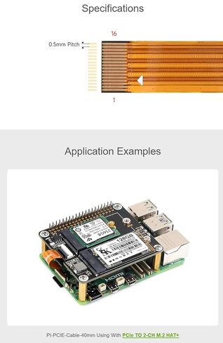 كابل PCIe مرن 70 مم لـ Raspberry Pi 5، مناسب لمختلف قبعات Pi 5 PCIe (PI-PCIE-Cable-70mm) in Saudi Arabia