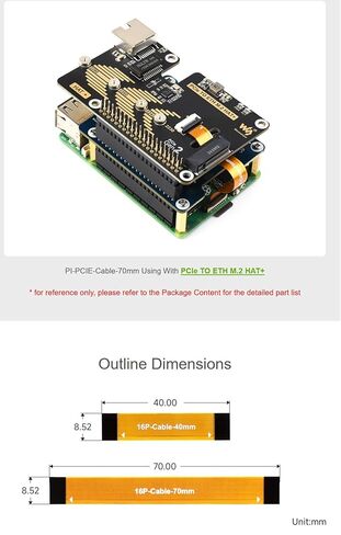 كابل PCIe مرن 70 مم لـ Raspberry Pi 5، مناسب لمختلف قبعات Pi 5 PCIe (PI-PCIE-Cable-70mm) in Saudi Arabia