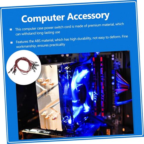 10 قطع من كابل الطاقة مع زر الضغط لإعادة التشغيل لتركيب كمبيوتر ATX، تصميم متين لاستبدال الأزرار القديمة المكسورة in Saudi Arabia