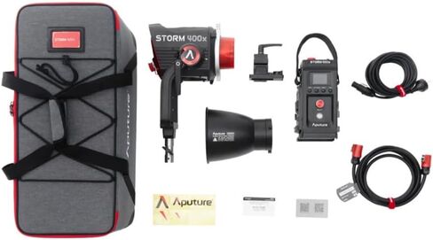 Aputure Storm 400x (A-Mount) (US) with CF7 Fresnel and Barn Doors Kit and Storm 400x Head Cable (7.5m) Bundle (3 Items) in Saudi Arabia
