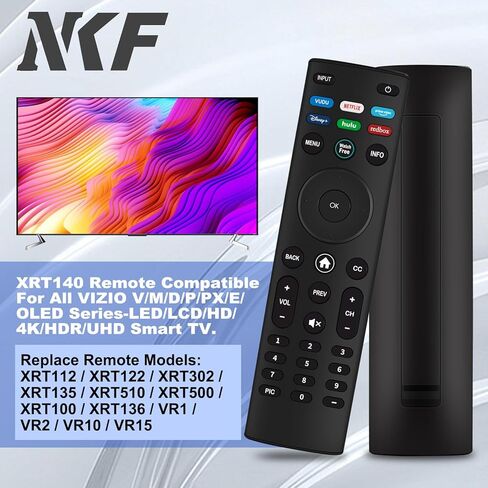 XRT140 Universal Remote for VIZIO TV: Remote Replacement XRT136 XRT260 XRT270 for VIZIO TV D/E/M/P/PX/V/OLED Series, with Vudu/Netflix/Prime/Disney/Hulu/Redbox Keys in Saudi Arabia