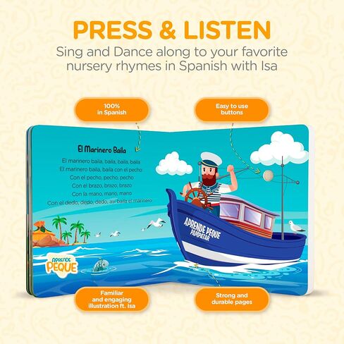 Aprende Peque Dance & Play كتاب صوتي موسيقي للأطفال الصغار 1-4 | Canta con Isa: Canciones para Bailar | الموسيقى الاسبانية التفاعلية للأطفال | 6 أغاني in Saudi Arabia