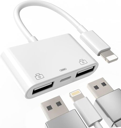 Lightning ذكر إلى USB أنثى لمحول iPhone OTG (3 في 1) كابل دونجل لقارئ بطاقات الكاميرا والشاحن لأجهزة Apple لجهاز iPad Air 14 13 12 11 Pro Max 8 7 محول لوحة مفاتيح وماوس وفلاش وسلك ذاكرة in Kuwait