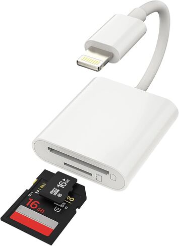 محول قارئ بطاقات SD (2 في 1) Lightning إلى قارئ بطاقات Micro SD لأجهزة Apple لهاتف iPhone 14 13 12 11 Pro Max 7 8 Plus لجهاز iPad Air Compact Flash كابل موصل محول ملحقات عصا الذاكرة in Kuwait