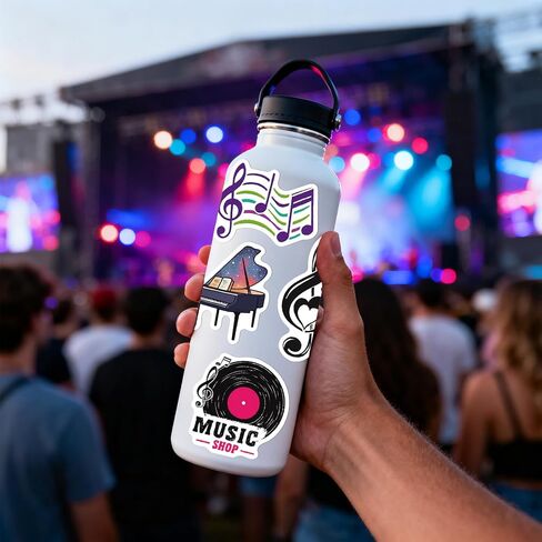 100 Pcs Cute Music Stickers, Waterproof Music Note Stickers for Water Bottle, Laptop, Scrapbook, Guitar, Band Decor, Party Favors and Gifts for Kids Teens Adults in Kuwait