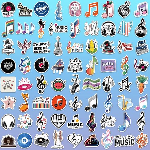 100 Pcs Cute Music Stickers, Waterproof Music Note Stickers for Water Bottle, Laptop, Scrapbook, Guitar, Band Decor, Party Favors and Gifts for Kids Teens Adults in Kuwait