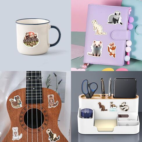 110 Pcs Cute Ferret Stickers - Adorable Ferret Cartoon Decorative Stickers, Removable No Residue Vinyl Stickers for Laptop, Phone, Skateboard, Fridge, Luggage, Suitable for Kids, Boys, Girls, Adults in Saudi Arabia