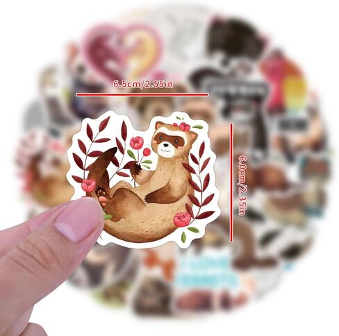 110 Pcs Cute Ferret Stickers - Adorable Ferret Cartoon Decorative Stickers, Removable No Residue Vinyl Stickers for Laptop, Phone, Skateboard, Fridge, Luggage, Suitable for Kids, Boys, Girls, Adults in Saudi Arabia