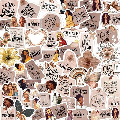 Black Women Stickers for Adults - 100 Pcs Jesus Inspirational Water Bottle Stickers for Vision Board, Waterproof Scrapbook Decals, Motivational Vinyl Sticker for Laptop Journaling Supplies in Saudi Arabia