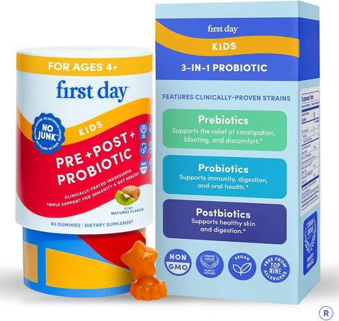 اليوم الأول للأطفال من البروبيوتيك - 3 في 1 بروبيوتيك للأطفال + ما قبل التثبيط وما بعد البيع - ما قبل البيوتات والبروبيوتيك لصحة الجهاز الهضمي والمناعة - نباتي ، خالي من الغلوتين ، لمدة 30 يومًا in Kuwait