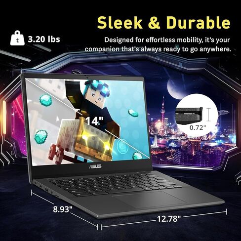 شاشة لمس للكمبيوتر المحمول ASUS Chromebook Plus - معالج Intel i3 Beat i3-1215U ثماني النواة - شاشة FHD مقاس 14 بوصة - ذاكرة وصول عشوائي سعتها 8 جيجابايت| بطاقة SSD سعة 256 جيجابايت + 128 جيجابايت - كمبيوتر محمول Goole AI - طلاب المدارس والأطفال من 8 إلى 1 in Kuwait
