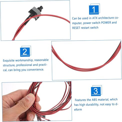 Housoutil 10pcs Power Button Line ATX Computer Cord High Performance Power Reset Cable Reliable Replacement for Button in Saudi Arabia