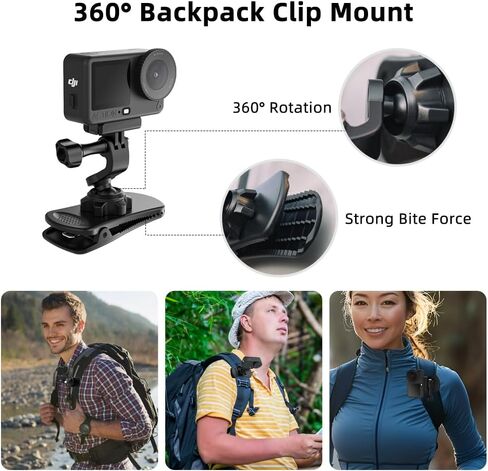 SUREWO 4 in 1 Accessories Set for DJI Action 6/5Pro/4/3/2,Chest Mount Harness/Head Strap Mount/ 360°Rotating Wrist Strap/360° Rotation Quick Clip Bracket for GoPro Hero 13/12/11 (Set 1) in Kuwait