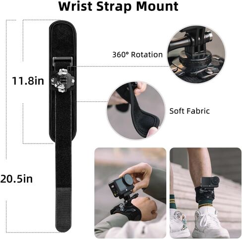 SUREWO 4 in 1 Accessories Set for DJI Action 6/5Pro/4/3/2,Chest Mount Harness/Head Strap Mount/ 360°Rotating Wrist Strap/360° Rotation Quick Clip Bracket for GoPro Hero 13/12/11 (Set 1) in Kuwait