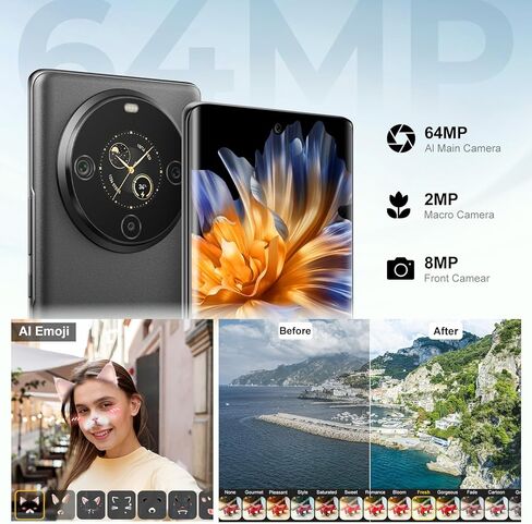 FOSSIBOT S3Pro Unlocked Phone, 6.67" AMOLED Curved Display+1.09'' Rear Display 4G Cellphone, Android 14 Phone,20GB+128GB/1TB,5000mAh Battery Smartphone,64MP+8MP+2MP Camera,Face&Fingerprint Unlocked in Saudi Arabia