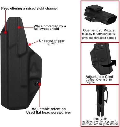 حافظة G19 IWB لليد اليمنى تناسب موديلات Glock 19,19X,25,32,44(Gen1-5)/G23 (Gen3-4)/G45 (GEN3-5) حافظة مسدس وحامل عالمي 9 مم/.40 حامل مخفي مزدوج المكدس in Saudi Arabia