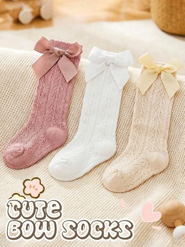 Urieo Baby Girls Knee High Socks Toddler Bow Mesh Long Sock Dress Uniform Stockings in Saudi Arabia