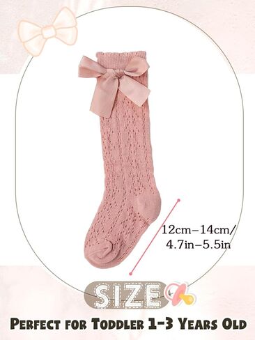 Urieo Baby Girls Knee High Socks Toddler Bow Mesh Long Sock Dress Uniform Stockings in Saudi Arabia