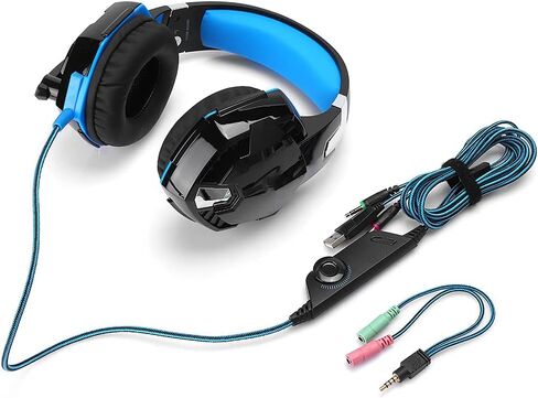 سماعة رأس سلكية للألعاب Acouto G9000 مع ميكروفون للكمبيوتر الشخصي - أنيقة وزرقاء مع ميكروفون عازل للضوضاء وملاءمة مريحة (أسود أزرق (ZXG50031)) in Kuwait