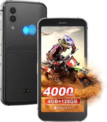 هاتف Unifone S62 متين غير مقفل (128 جيجابايت، 4 جيجابايت) 5.7 بوصة IP68 هاتف ذكي أندرويد مقاوم للماء، كاميرا مزدوجة 12 ميجابكسل، بطارية طوال اليوم، NFC، فتح بصمة الإصبع، فتحة Snapdragon 660 Nano (أسود) in Kuwait