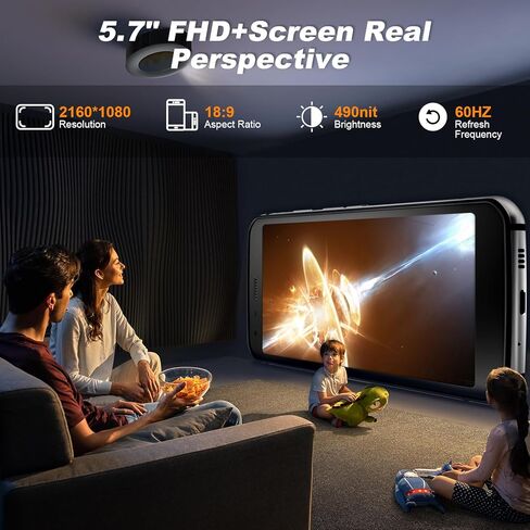 هاتف Unifone S62 متين غير مقفل (128 جيجابايت، 4 جيجابايت) 5.7 بوصة IP68 هاتف ذكي أندرويد مقاوم للماء، كاميرا مزدوجة 12 ميجابكسل، بطارية طوال اليوم، NFC، فتح بصمة الإصبع، فتحة Snapdragon 660 Nano (أسود) in Kuwait