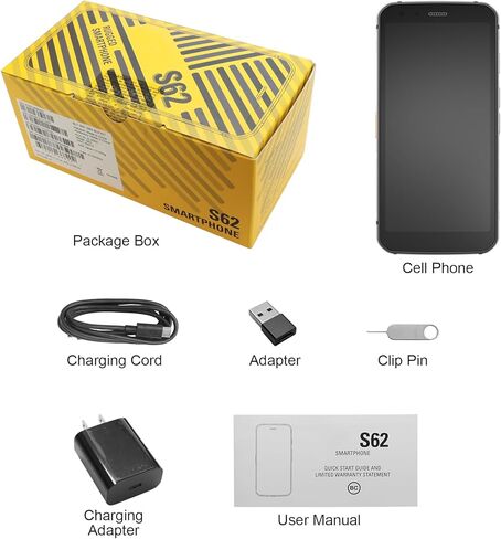 هاتف Unifone S62 متين غير مقفل (128 جيجابايت، 4 جيجابايت) 5.7 بوصة IP68 هاتف ذكي أندرويد مقاوم للماء، كاميرا مزدوجة 12 ميجابكسل، بطارية طوال اليوم، NFC، فتح بصمة الإصبع، فتحة Snapdragon 660 Nano (أسود) in Kuwait