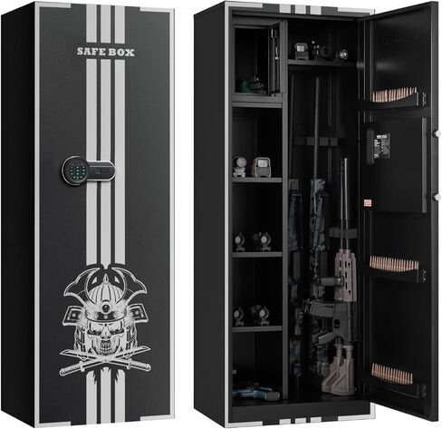 VEVOR 4 Gun Safe, Long Gun Cabinet for Rifles and Pistols, Quick Access Rifle Safe with 3 Ammo Slots and 2 Adjustable Racks, Large Digital Cabinet with Key and Password Lock in Saudi Arabia