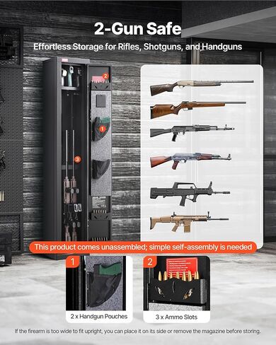 VEVOR 4 Gun Safe, Long Gun Cabinet for Rifles and Pistols, Quick Access Rifle Safe with 3 Ammo Slots and 2 Adjustable Racks, Large Digital Cabinet with Key and Password Lock in Saudi Arabia