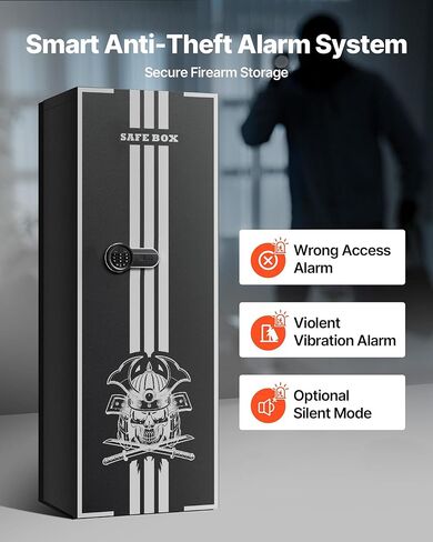 VEVOR 4 Gun Safe, Long Gun Cabinet for Rifles and Pistols, Quick Access Rifle Safe with 3 Ammo Slots and 2 Adjustable Racks, Large Digital Cabinet with Key and Password Lock in Saudi Arabia