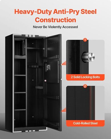 VEVOR 4 Gun Safe, Long Gun Cabinet for Rifles and Pistols, Quick Access Rifle Safe with 3 Ammo Slots and 2 Adjustable Racks, Large Digital Cabinet with Key and Password Lock in Saudi Arabia