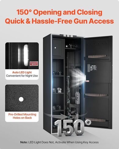 VEVOR 4 Gun Safe, Long Gun Cabinet for Rifles and Pistols, Quick Access Rifle Safe with 3 Ammo Slots and 2 Adjustable Racks, Large Digital Cabinet with Key and Password Lock in Saudi Arabia