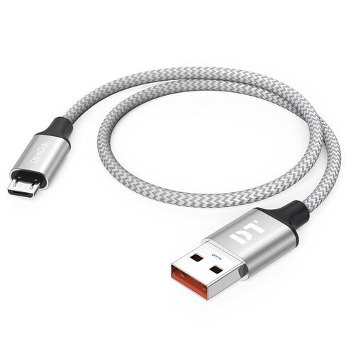 كابل Micro USB بطول 1 قدم قصير 15 وات للشحن السريع ونقل البيانات بسرعة 480 ميجابت في الثانية، سلك شحن مجدول USB A إلى MicroUSB لهاتف Kindle Android القديم، Nokia Tablet PS4 Controller Raspberry Pi والمزيد in Kuwait