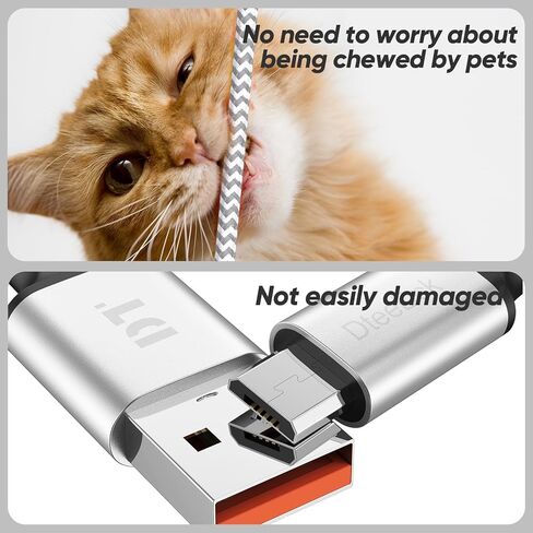 كابل Micro USB بطول 1 قدم قصير 15 وات للشحن السريع ونقل البيانات بسرعة 480 ميجابت في الثانية، سلك شحن مجدول USB A إلى MicroUSB لهاتف Kindle Android القديم، Nokia Tablet PS4 Controller Raspberry Pi والمزيد in Kuwait