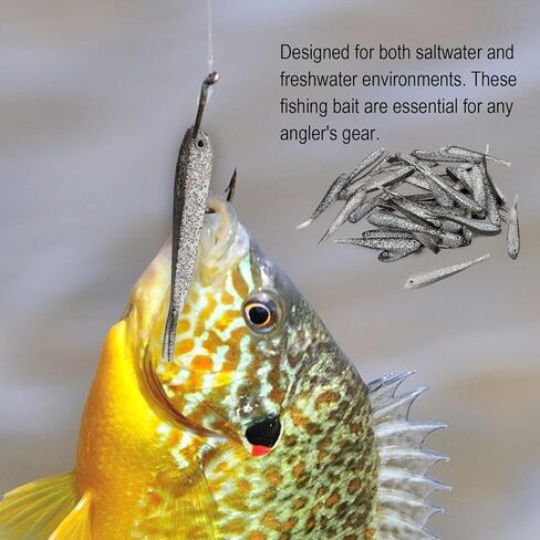 40 Pcs Forked Tail Minnow Lures, Realistic Soft Plastic Paddle Tail Swimbaits Fishing Gear Accessories for Bass, Trout, and Crappie in Saudi Arabia