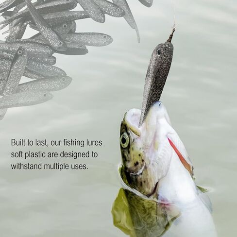 40 Pcs Forked Tail Minnow Lures, Realistic Soft Plastic Paddle Tail Swimbaits Fishing Gear Accessories for Bass, Trout, and Crappie in Saudi Arabia