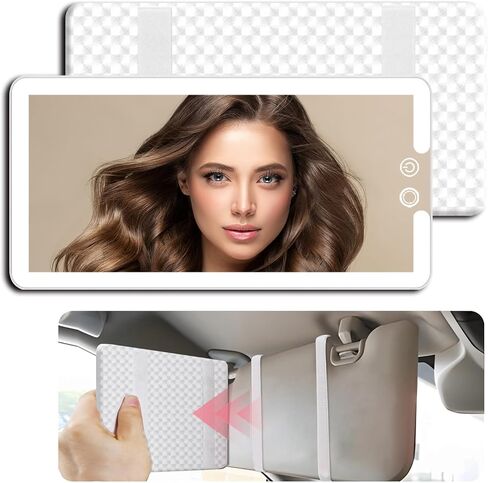 Led Car Sun Visor Vanity Mirror, Large Interior Mirrors with Lights, Dimmable Light up Vanity Makeup Mirror for Car,Rechargeable Rearview Mirrors for Sun Visor (White) in Kuwait