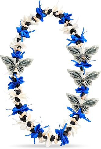 47 Inch Class of 2025 Kukui Nut Lei Hawaiian Graduation Money Lei Graduates Necklace with Shell and Ribbon Bow for Women Men in Saudi Arabia