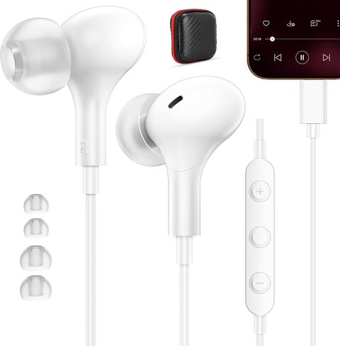 ACANDYA Wired Headphones Earbuds Compatible with Apple iPhone 14 Plus 14 13 Pro iPhone 12 11 Pro Max X XS XR 8 7 Plus with Lighting Connector Magnetic Wired Ear Buds Earphones with Built-in Mic White in Saudi Arabia